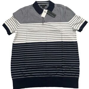 Banana Republic Men Sweater Polo Navy Blue Size Medium 100% Supima Cotton